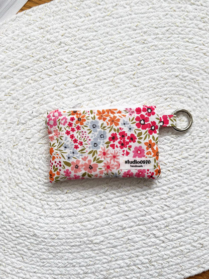 Floral On Pink Quilted Keychain Wallet