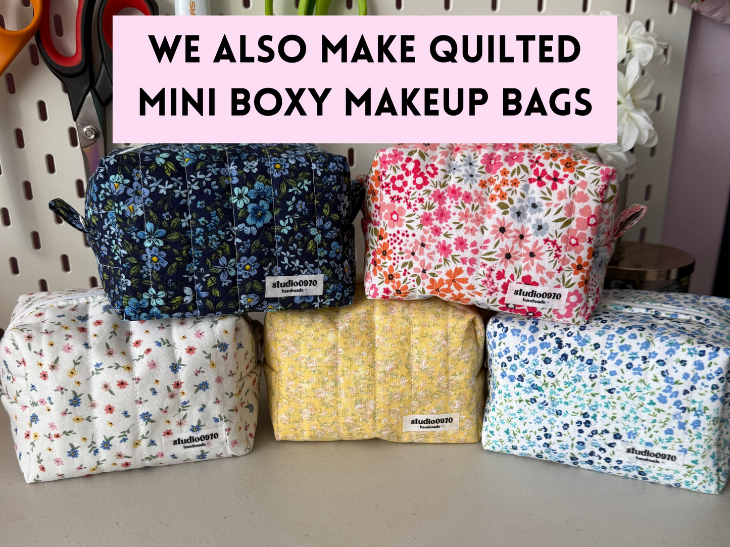 Blue Floral On Cream Key Fob